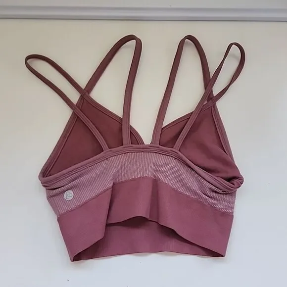 Zella Body small strappy sports bra wire free fitted pull over ribbed top womens - Picture 3 of 5